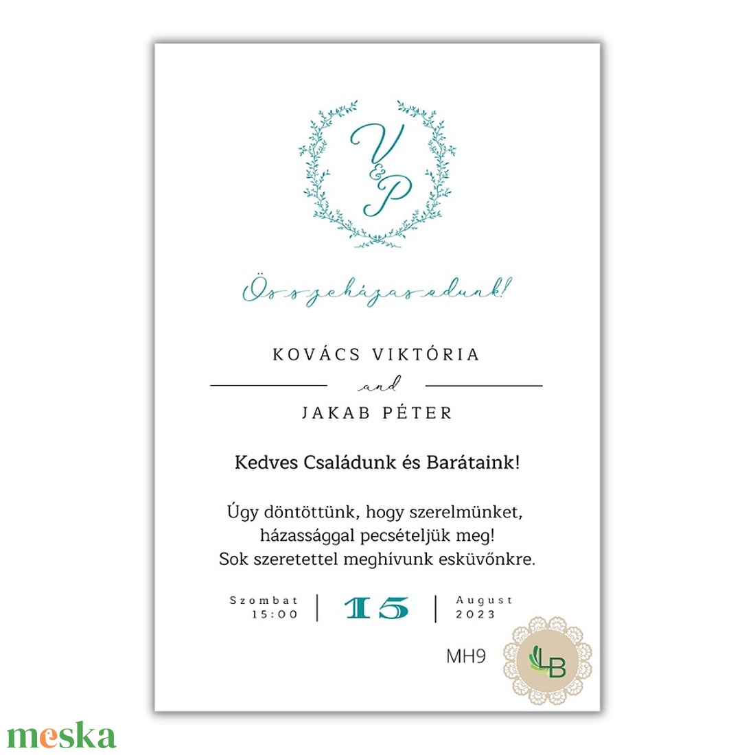 Esküvői meghívó, minimál grafikával MH9 - diy (csináld magad) - egységcsomag - Meska.hu