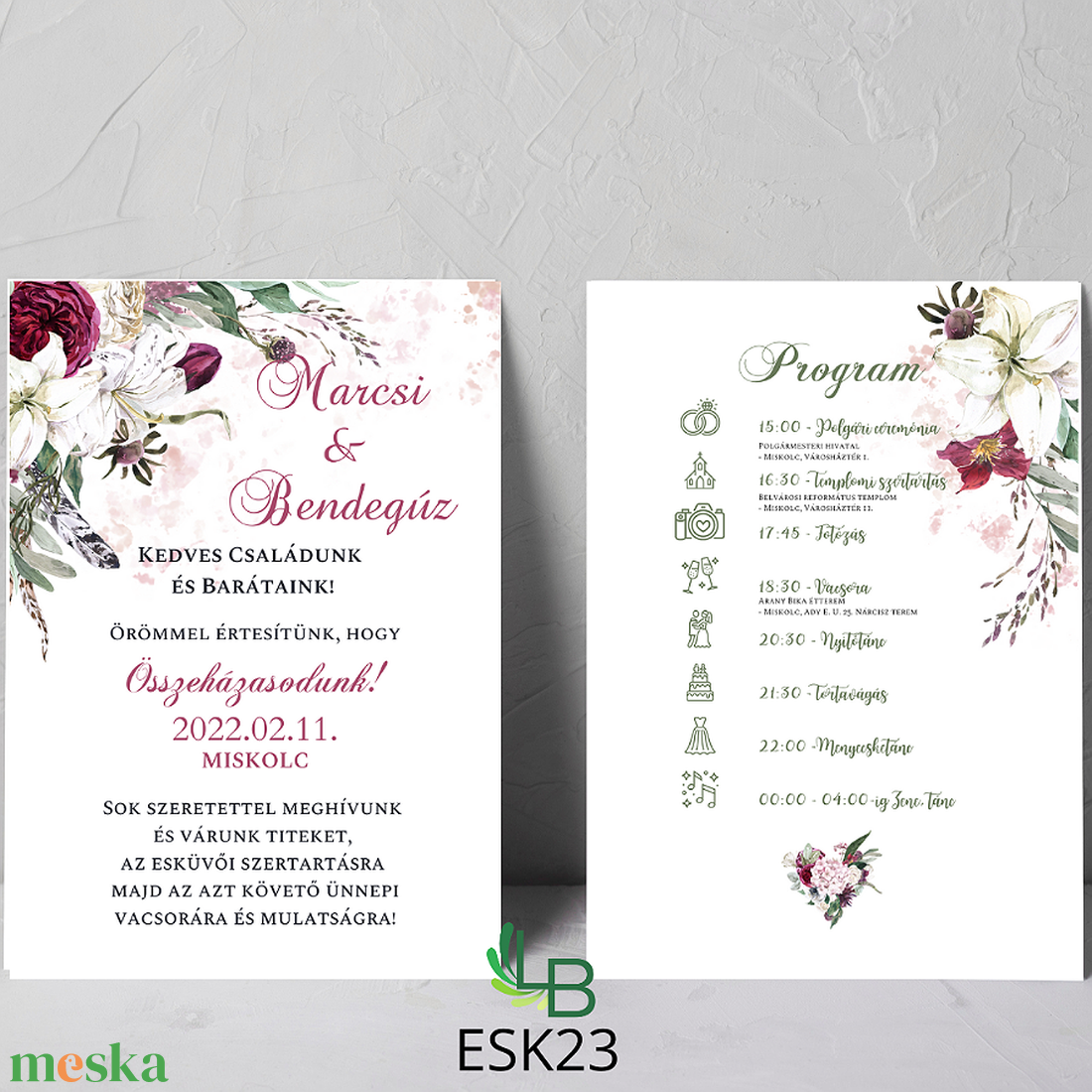 Esküvői meghívó, liliom ESK23 - esküvő - meghívó & kártya - meghívó - Meska.hu