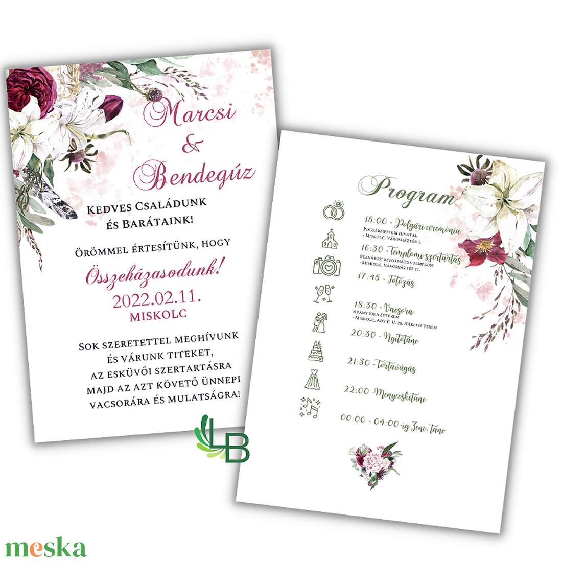 Esküvői meghívó, liliom ESK23 - esküvő - meghívó & kártya - meghívó - Meska.hu