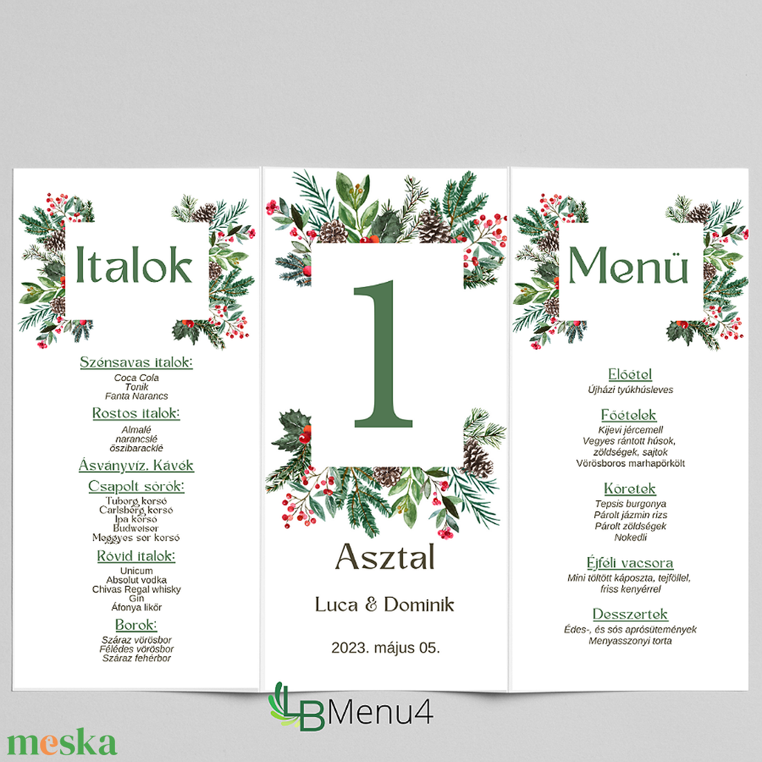 Esküvői menüháromszög  - esküvő - meghívó & kártya - menü - Meska.hu