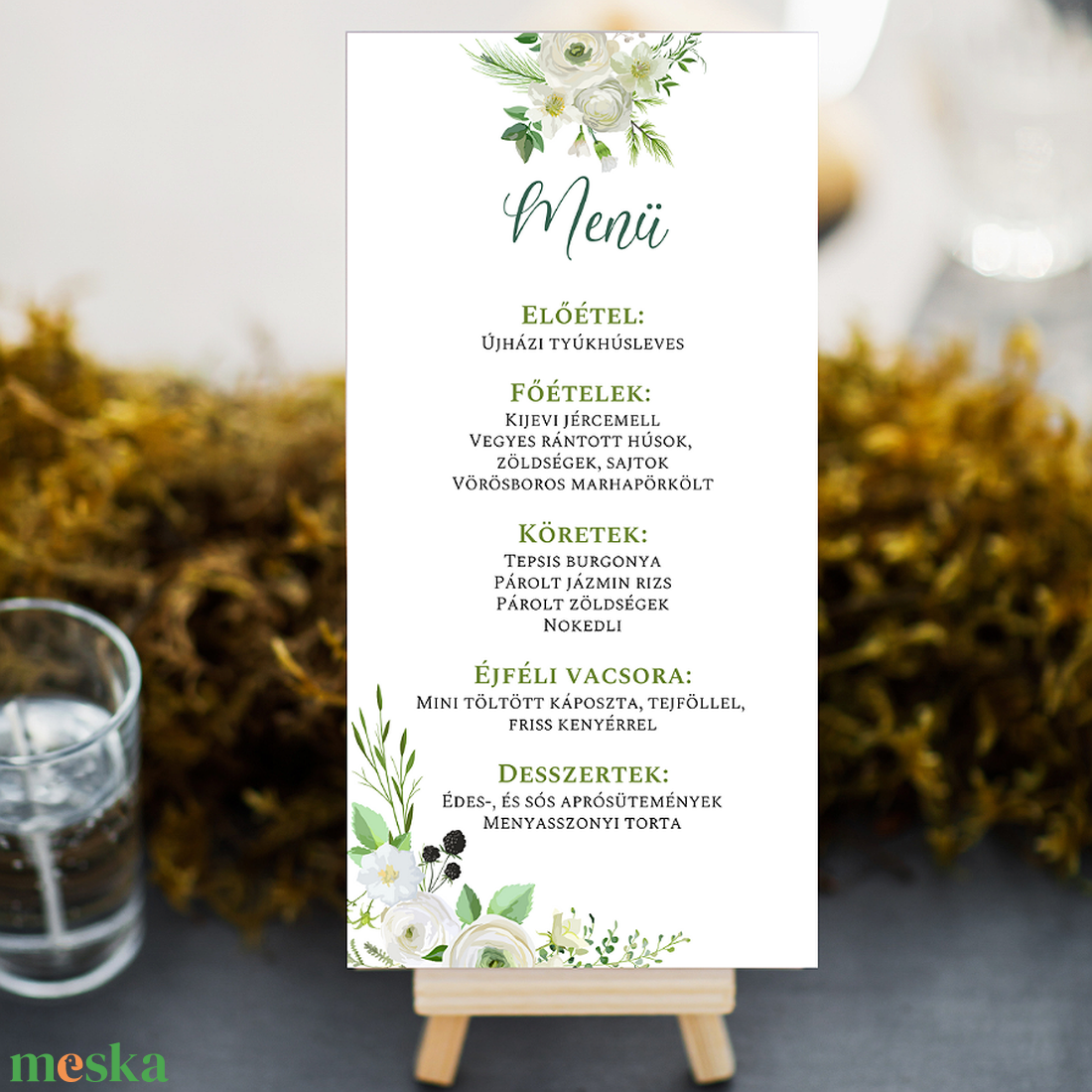 Esküvői menükártya - esküvő - meghívó & kártya - menü - Meska.hu