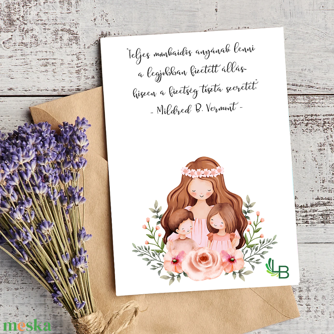 Képeslap Anyák napjára,kisfiú-kislány-anya - otthon & életmód - papír, írószer - Meska.hu