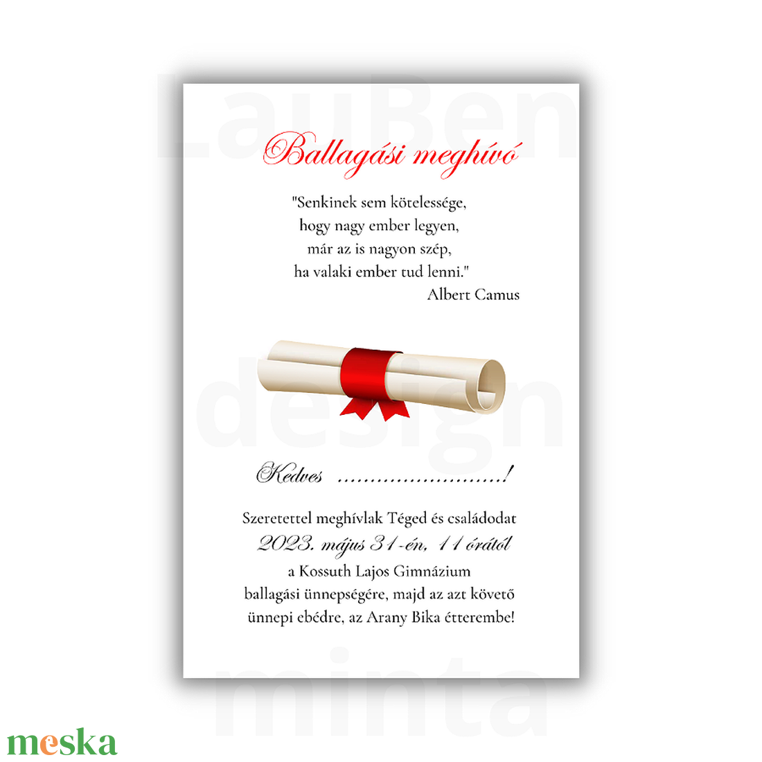 Iskolai ballagási meghívó 1 - otthon & életmód - papír, írószer - ajándékozás kellékei - meghívó - Meska.hu