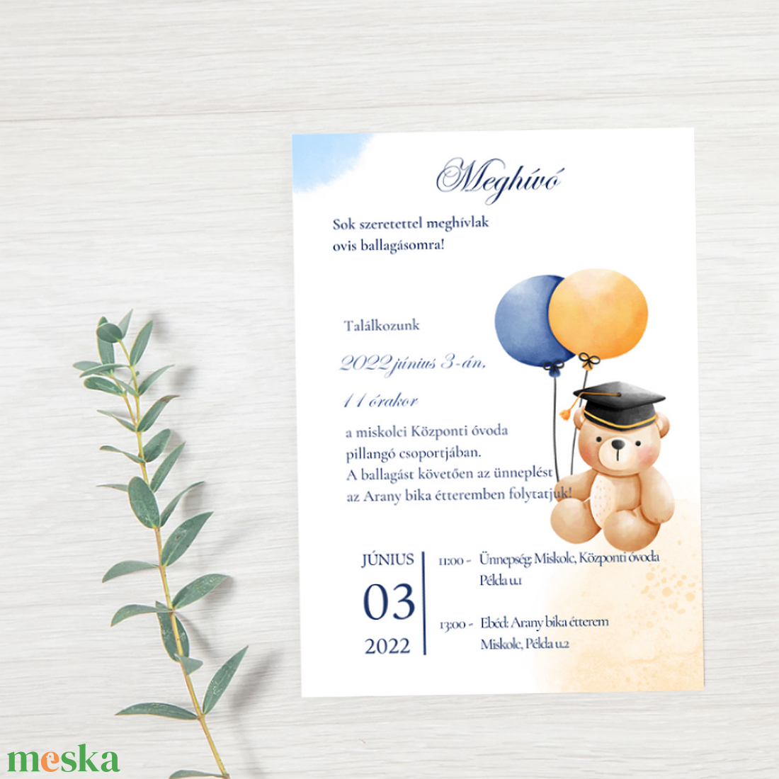 Ballagási meghívó ovisoknak (ballagó macival) - otthon & életmód - papír, írószer - ajándékozás kellékei - meghívó - Meska.hu