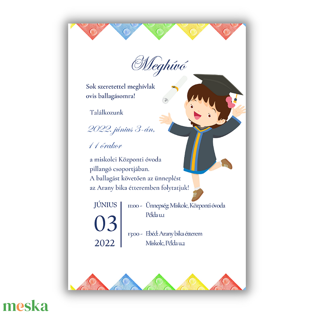 Ballagási meghívó ovisoknak (ballagó gyermekkel) - otthon & életmód - papír, írószer - ajándékozás kellékei - meghívó - Meska.hu