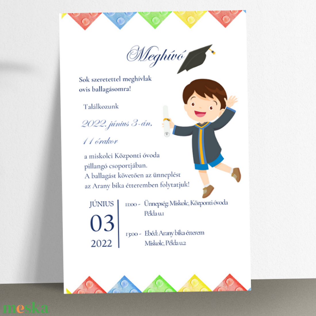 Ballagási meghívó ovisoknak (ballagó gyermekkel) - otthon & életmód - papír, írószer - ajándékozás kellékei - meghívó - Meska.hu