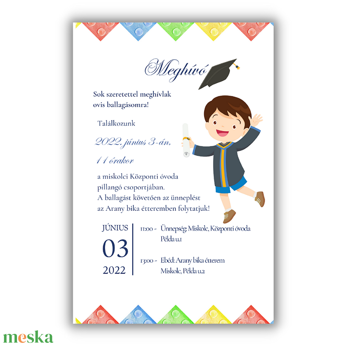 Ballagási meghívó ovisoknak (ballagó gyermekkel) - otthon & életmód - papír, írószer - ajándékozás kellékei - meghívó - Meska.hu
