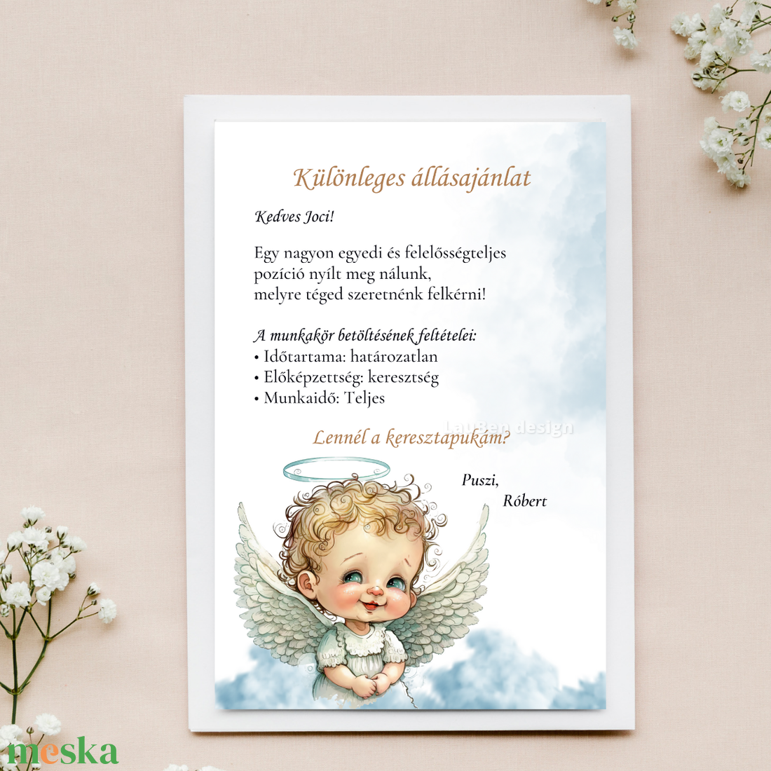 Kreatív keresztszülő felkérő kártya - otthon & életmód - papír, írószer - Meska.hu