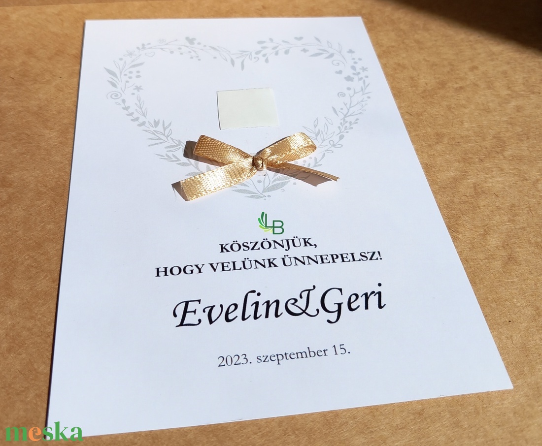 Köszönetajándék kártya, személyre szabottan - esküvő - emlék & ajándék - köszönőajándék - Meska.hu