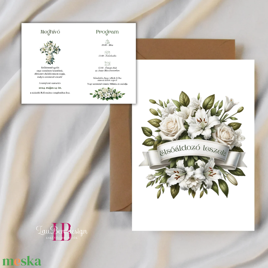 Elsőáldozási meghívó, keresztelési meghívó 3 - otthon & életmód - papír, írószer - ajándékozás kellékei - meghívó - Meska.hu