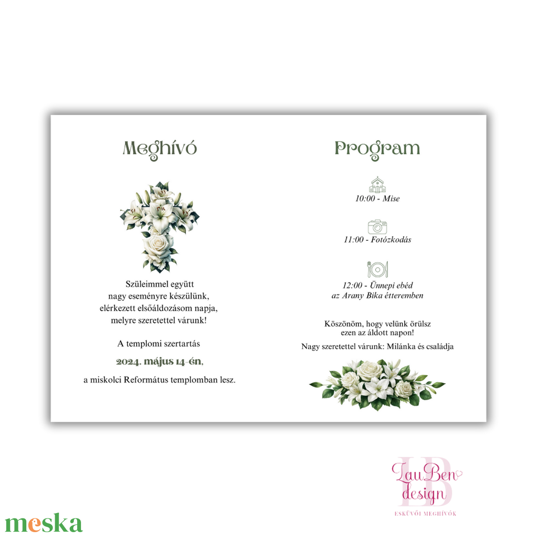 Elsőáldozási meghívó, keresztelési meghívó 3 - otthon & életmód - papír, írószer - ajándékozás kellékei - meghívó - Meska.hu