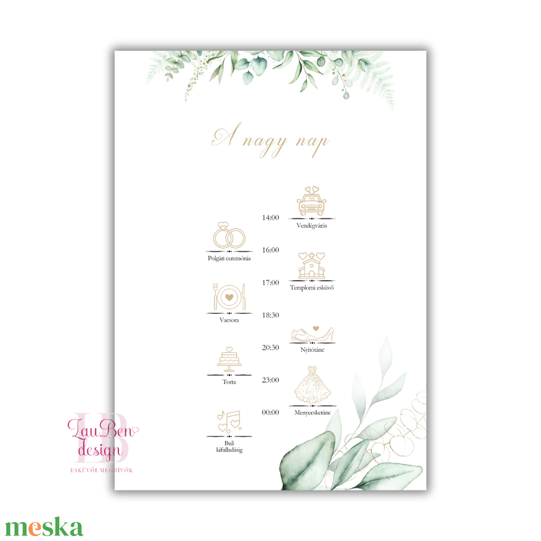 Greenary leveles esküvői meghívó3 - esküvő - meghívó & kártya - meghívó - Meska.hu