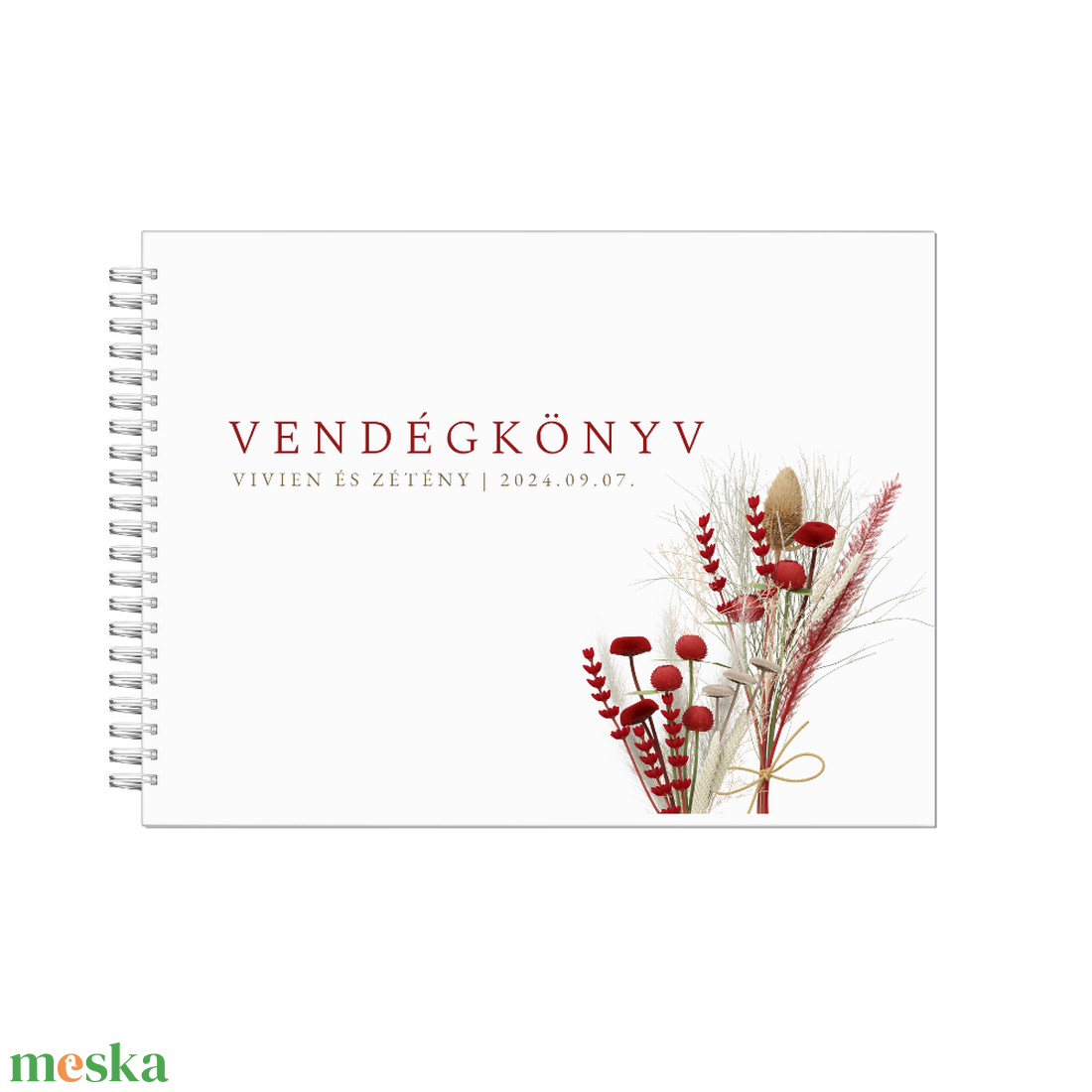 Esküvői vendégkönyv-szaraz virágos - esküvő - emlék & ajándék - vendégkönyv - Meska.hu