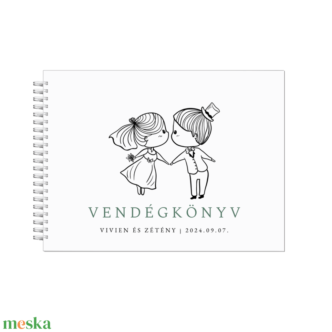 Esküvői vendégkönyv-vonalrajzos - esküvő - emlék & ajándék - vendégkönyv - Meska.hu