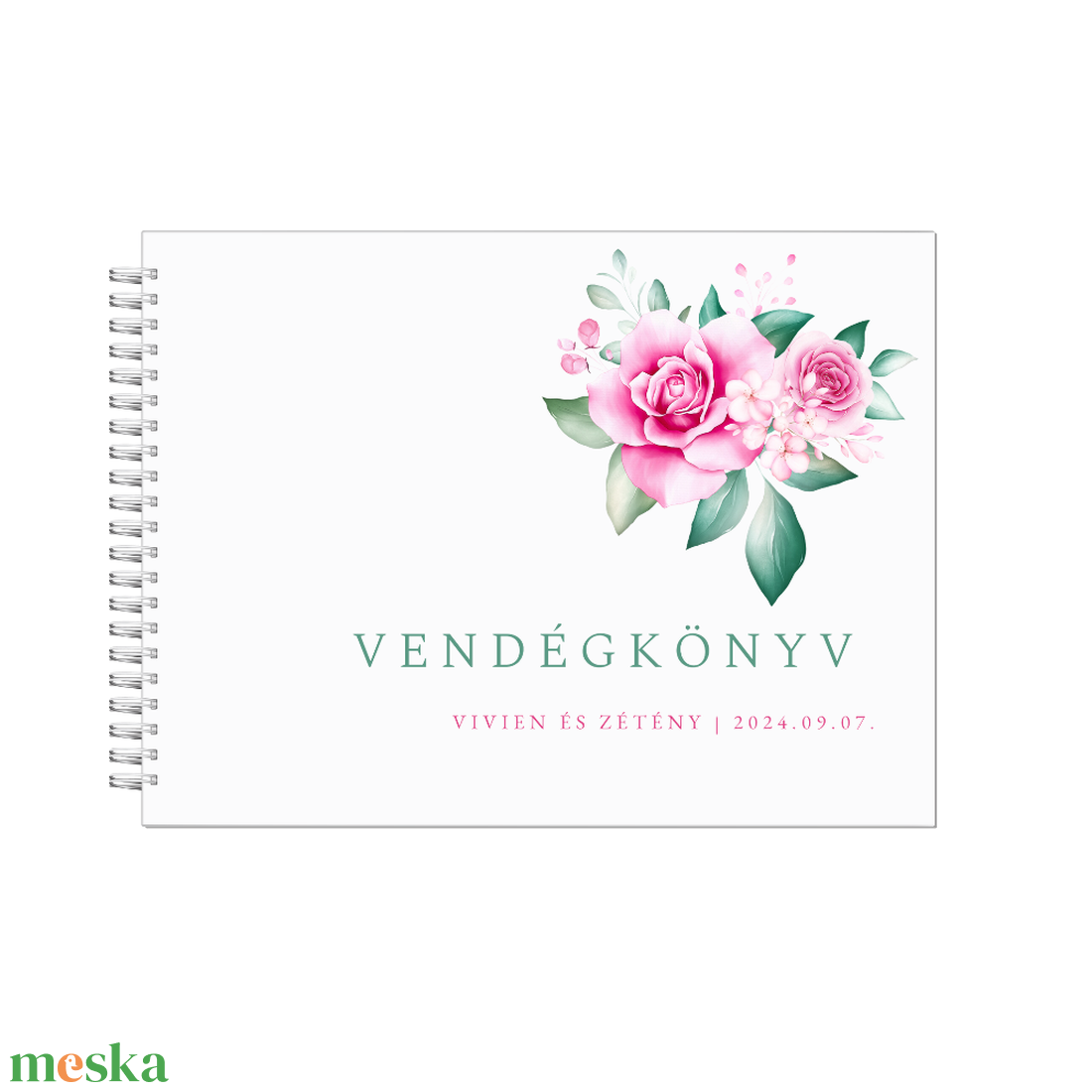 Esküvői vendégfüzet, virágos25 - esküvő - emlék & ajándék - vendégkönyv - Meska.hu