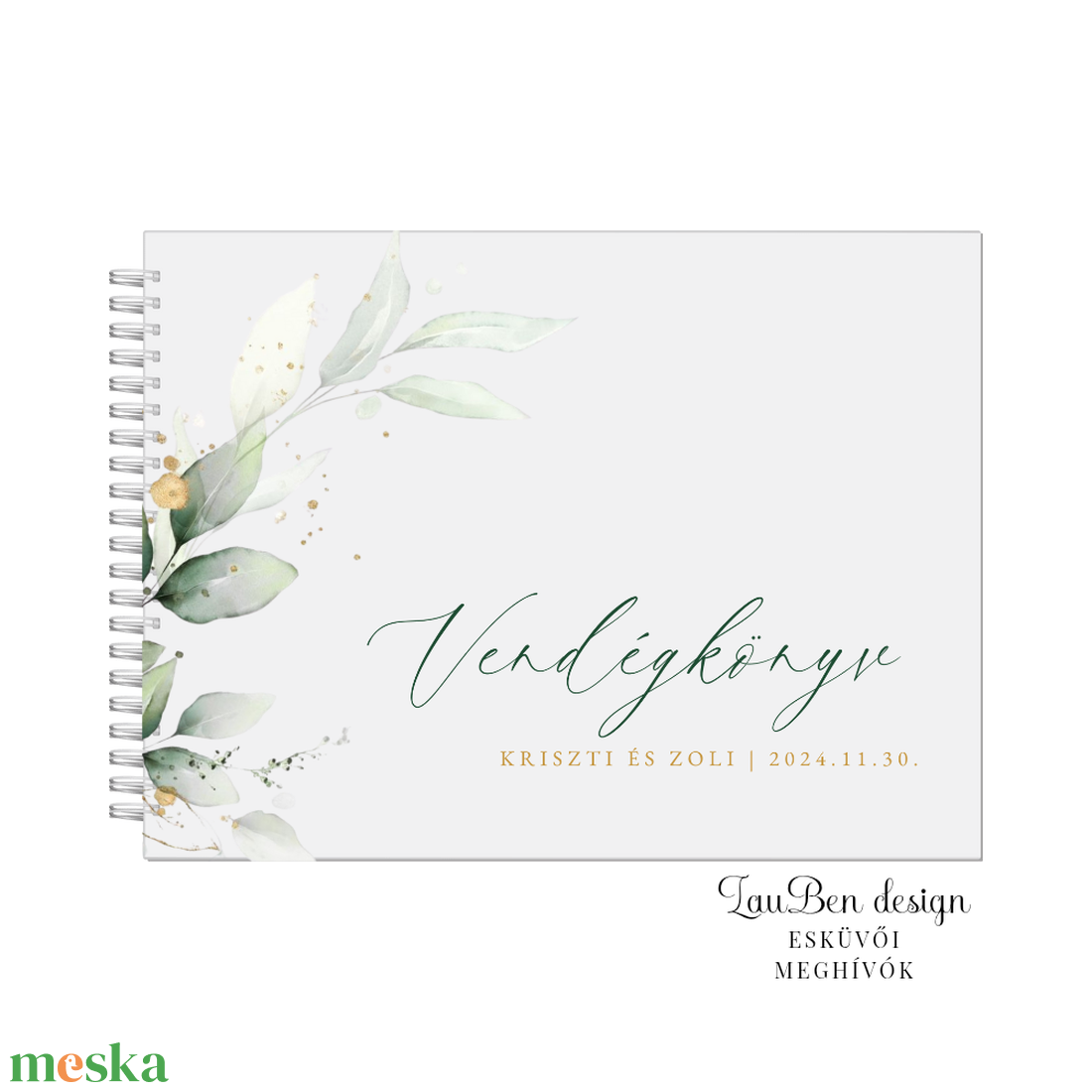 Esküvői vendégkönyv-greenary - esküvő - emlék & ajándék - vendégkönyv - Meska.hu