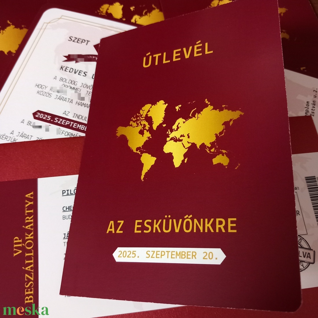 Esküvői meghívó, útleves esküvői meghívó beszállókártyával - esküvő - meghívó & kártya - meghívó - Meska.hu