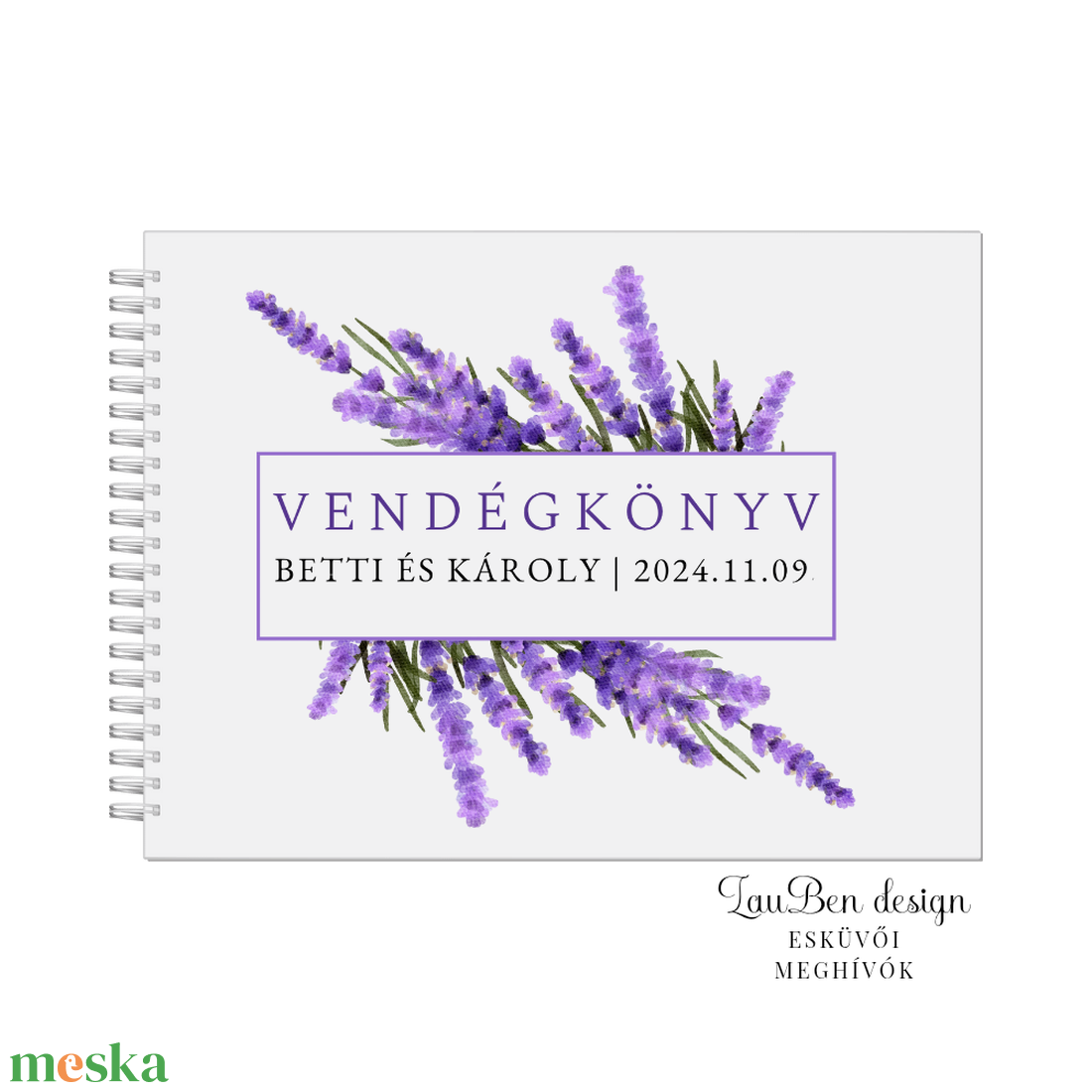 Esküvői vendégkönyv-levendulás - esküvő - emlék & ajándék - vendégkönyv - Meska.hu
