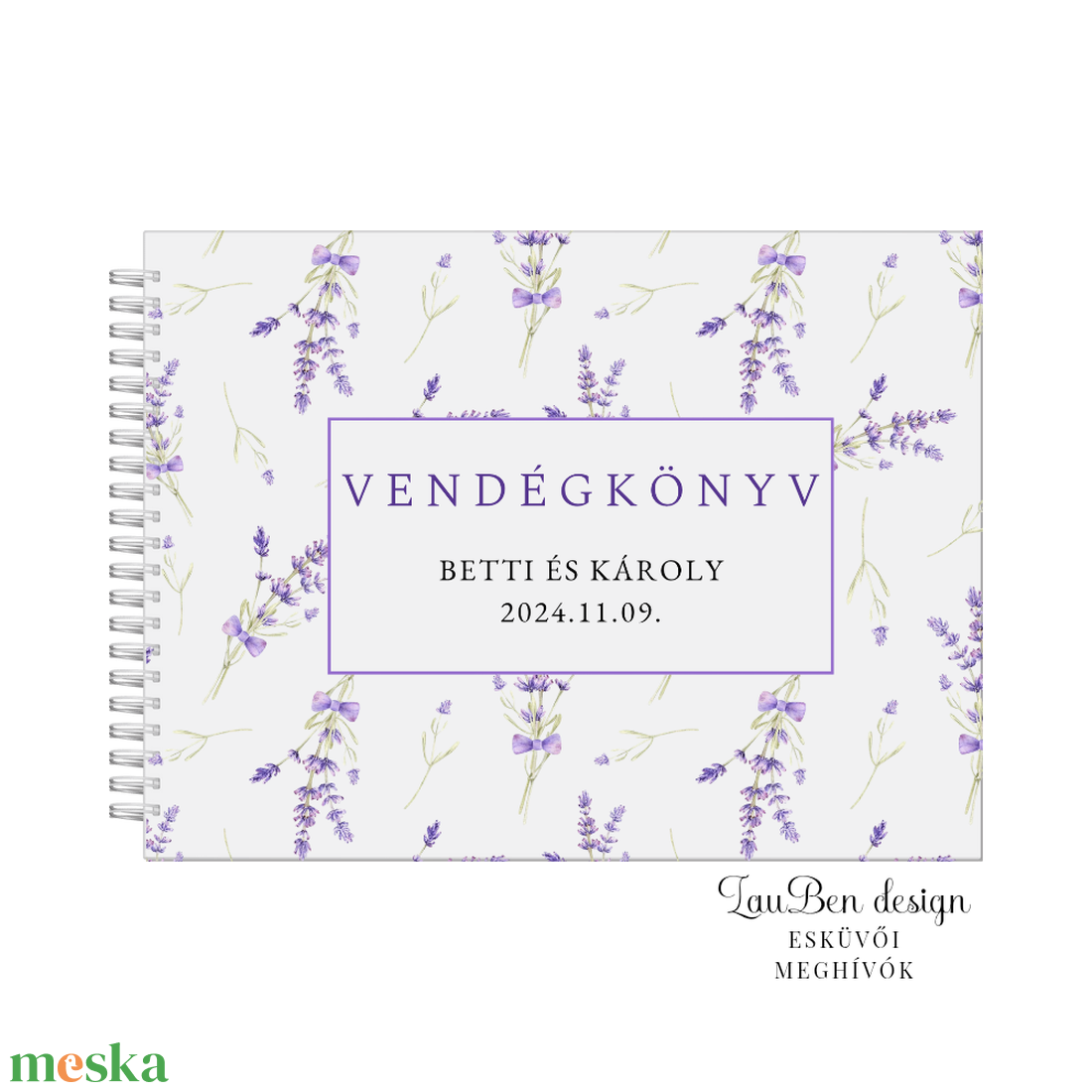 Esküvői vendégkönyv-levendulás - esküvő - emlék & ajándék - vendégkönyv - Meska.hu