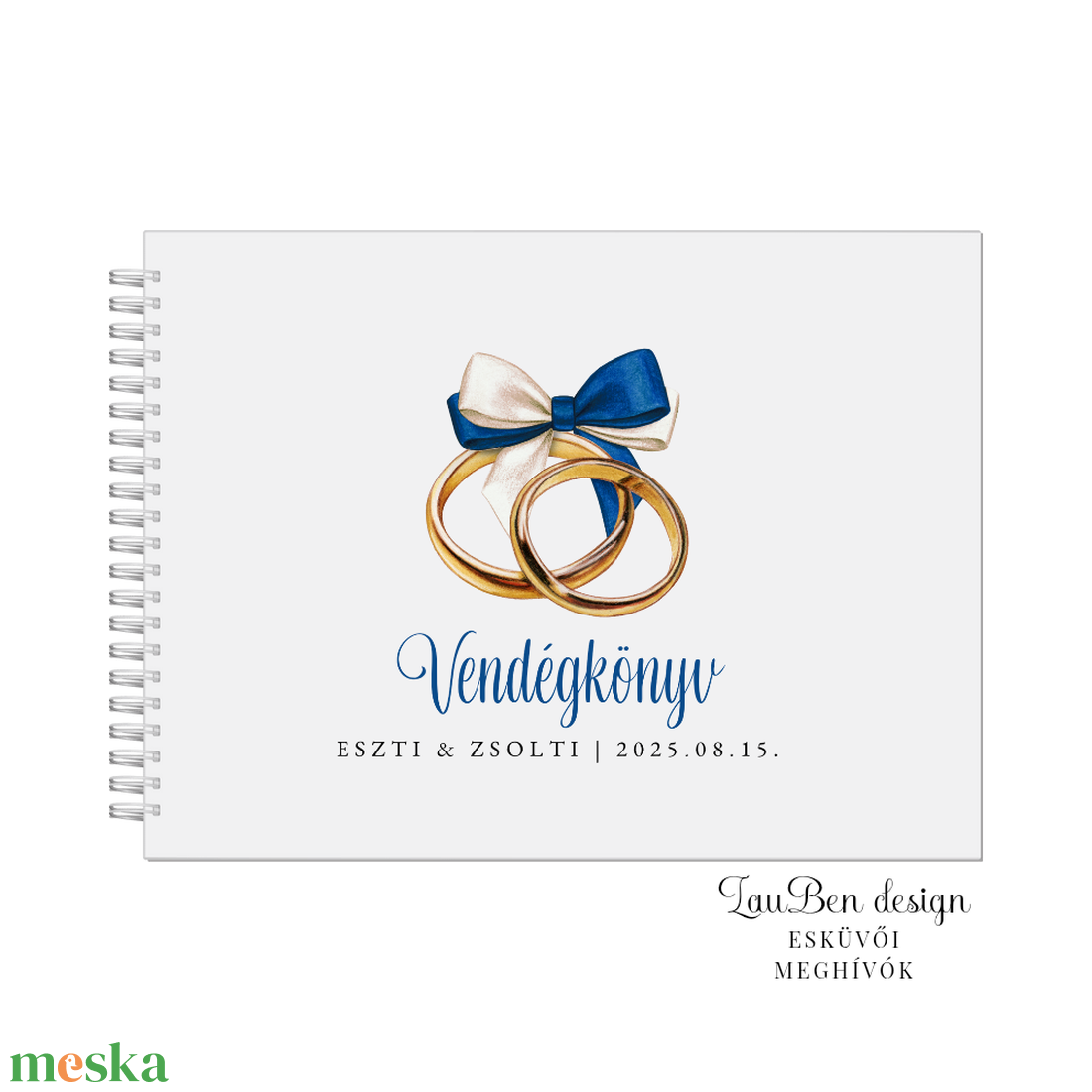 Esküvői vendégkönyv-jegygyűrűs - esküvő - emlék & ajándék - vendégkönyv - Meska.hu