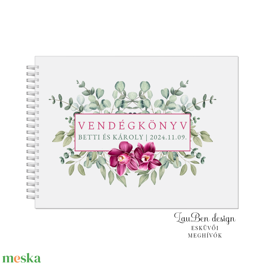 Esküvői vendégkönyv, esküvői fotókönyv-orchideával - esküvő - emlék & ajándék - vendégkönyv - Meska.hu