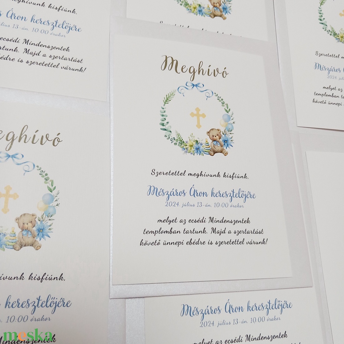 Keresztelési meghívó, kereszt motívummal - otthon & életmód - papír, írószer - ajándékozás kellékei - meghívó - Meska.hu