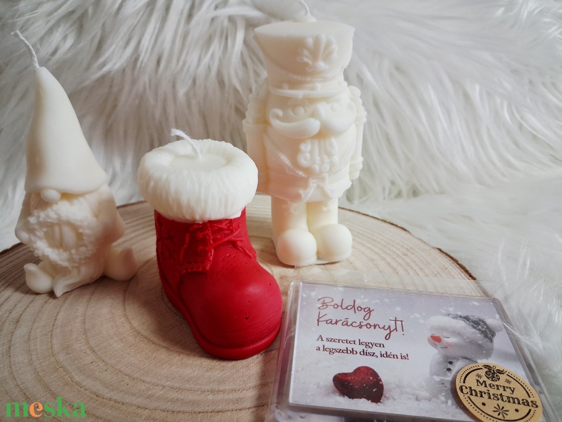 Karácsonyi díszdobozos gyertya  kézműves, illatos, dekoratív ajándék - karácsony - karácsonyi lakásdekoráció - karácsonyi illatgyertya, mécses - Meska.hu