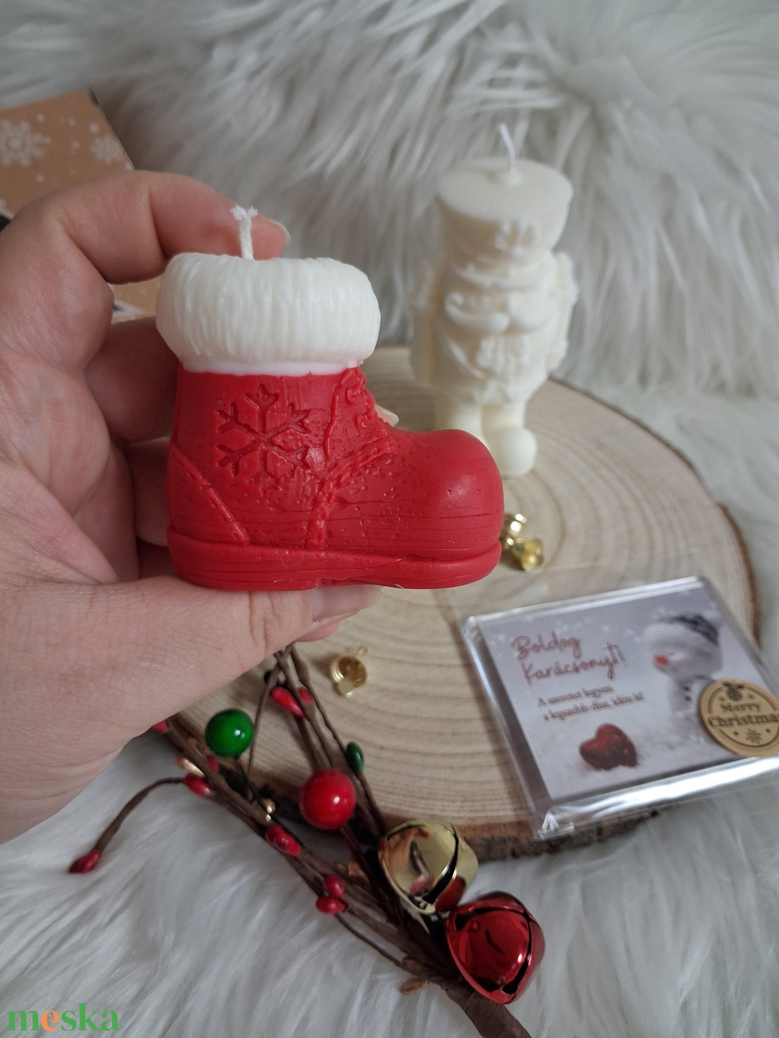Karácsonyi díszdobozos gyertya  kézműves, illatos, dekoratív ajándék - karácsony - karácsonyi lakásdekoráció - karácsonyi illatgyertya, mécses - Meska.hu