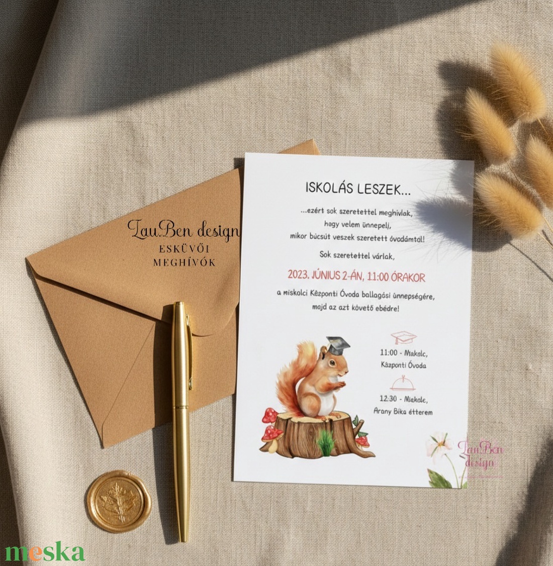 Ovis ballagási meghívó, mókuskás - otthon & életmód - papír, írószer - ajándékozás kellékei - meghívó - Meska.hu