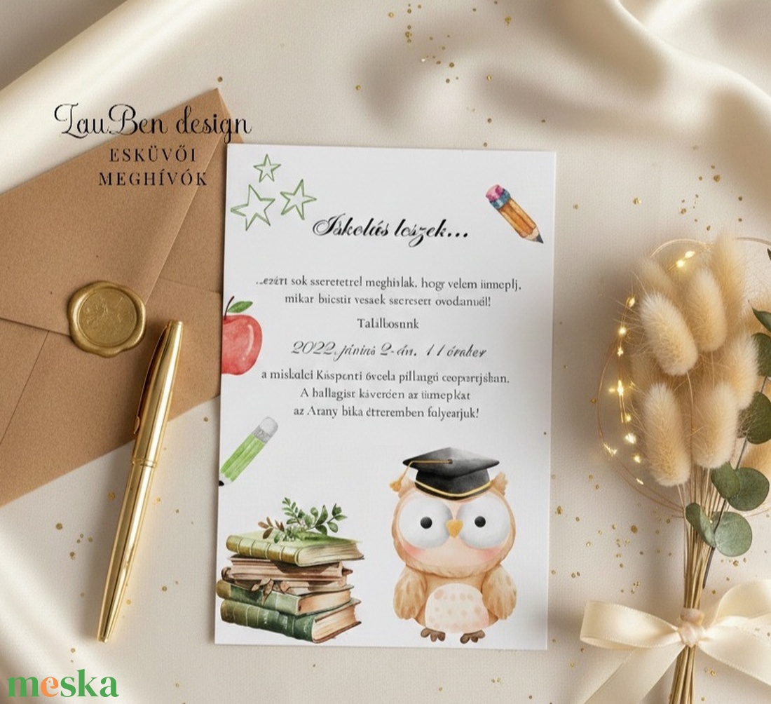 Ballagási meghívó ovisoknak (bagoly) - otthon & életmód - papír, írószer - ajándékozás kellékei - meghívó - Meska.hu