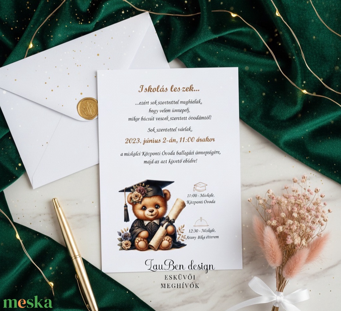 Ballagási meghívó ovisoknak (macival) - otthon & életmód - papír, írószer - ajándékozás kellékei - meghívó - Meska.hu