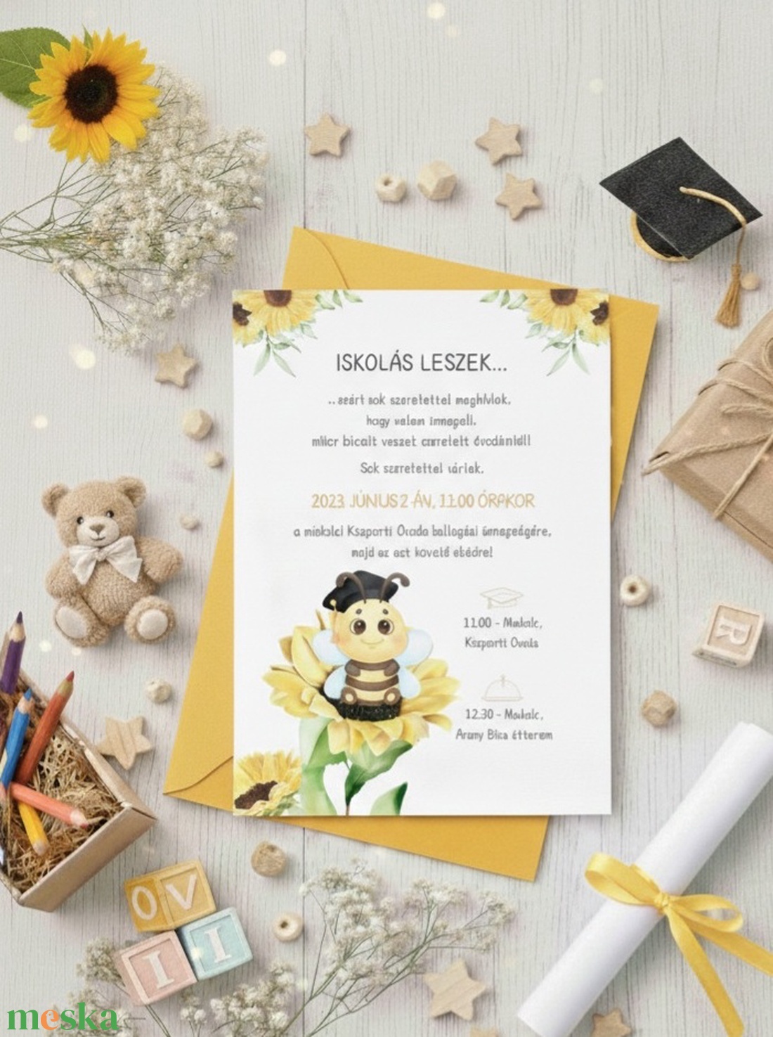 Ovis ballagási meghívó, méhecskével - otthon & életmód - papír, írószer - ajándékozás kellékei - meghívó - Meska.hu