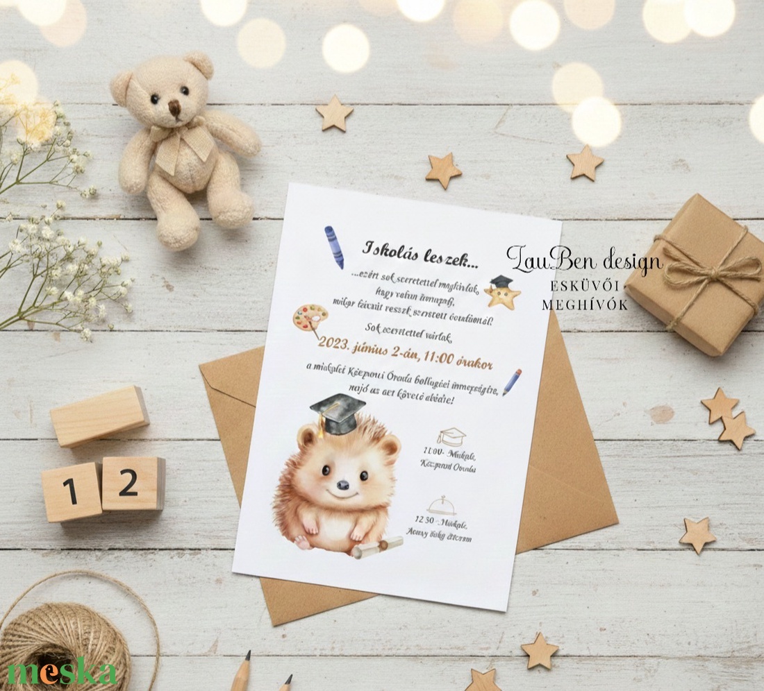 Ballagási meghívó ovisoknak (ballagó sünis) - otthon & életmód - papír, írószer - ajándékozás kellékei - meghívó - Meska.hu