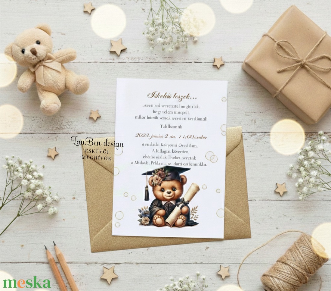 Ballagási meghívó ovisoknak (macis,buborékos) - otthon & életmód - papír, írószer - ajándékozás kellékei - meghívó - Meska.hu