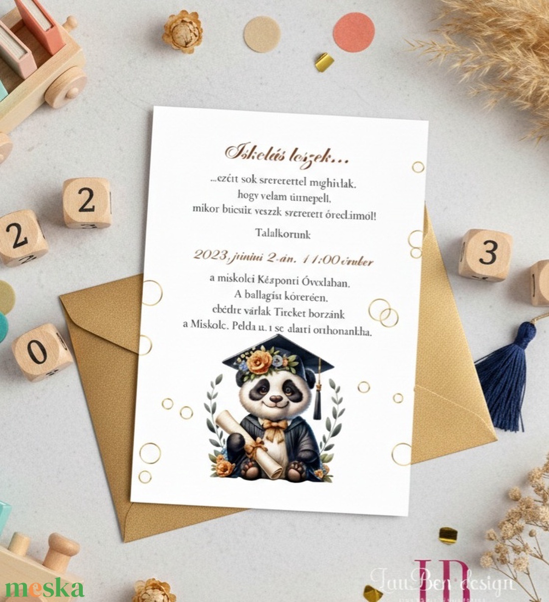 Ballagási meghívó ovisoknak(pandás) - otthon & életmód - papír, írószer - ajándékozás kellékei - meghívó - Meska.hu