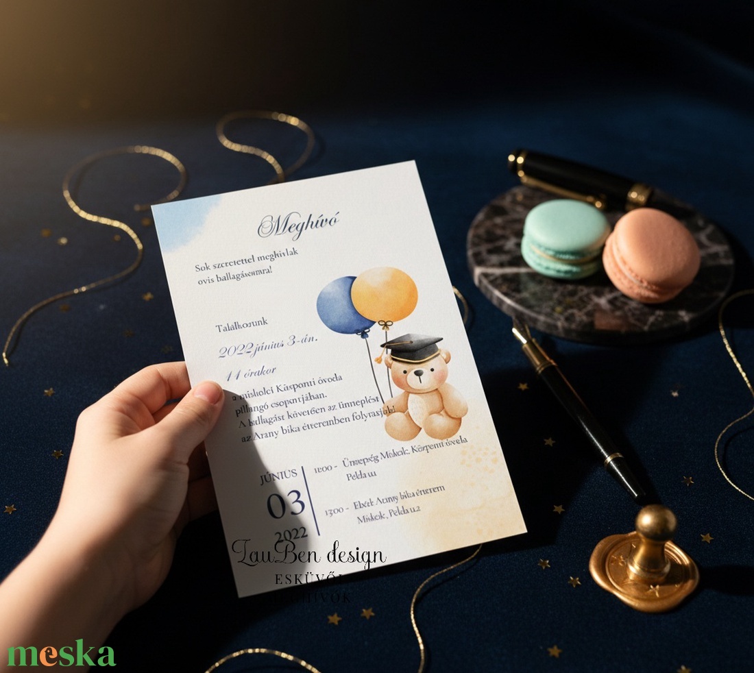 Ballagási meghívó ovisoknak (ballagó macival) - otthon & életmód - papír, írószer - ajándékozás kellékei - meghívó - Meska.hu