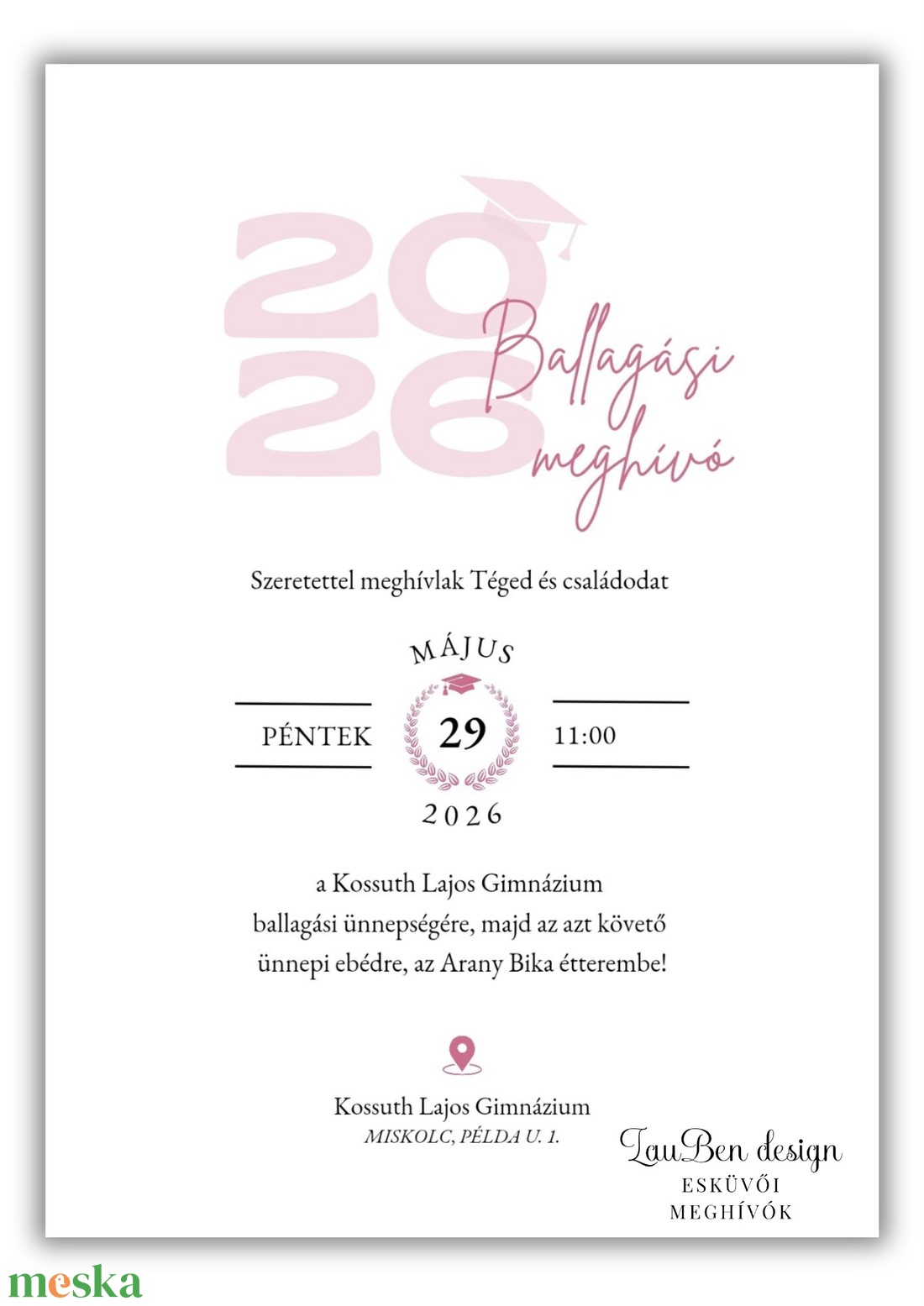 Iskolai ballagási meghívó választható színben - otthon & életmód - papír, írószer - ajándékozás kellékei - meghívó - Meska.hu