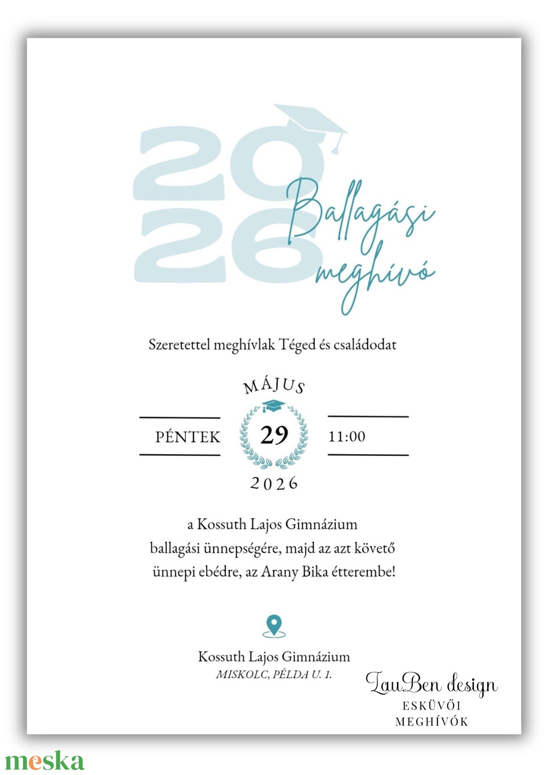 Iskolai ballagási meghívó választható színben - otthon & életmód - papír, írószer - ajándékozás kellékei - meghívó - Meska.hu