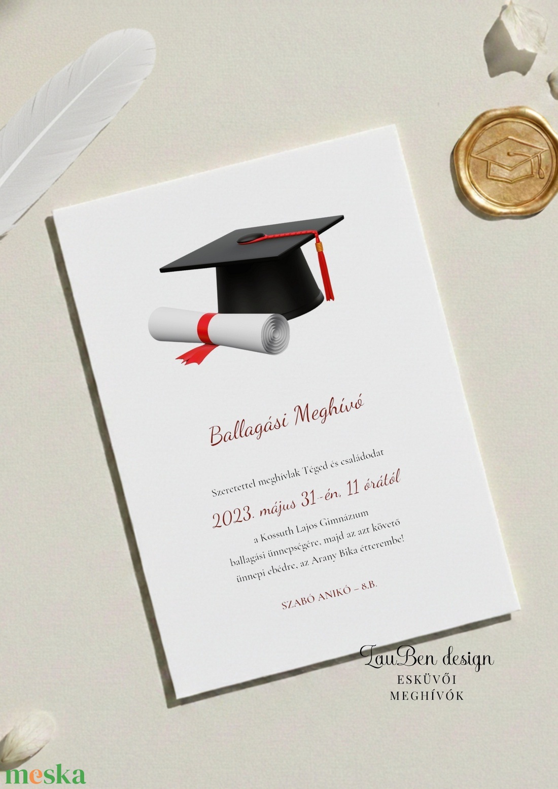 Iskolai ballagási meghívó 4 - otthon & életmód - papír, írószer - ajándékozás kellékei - meghívó - Meska.hu