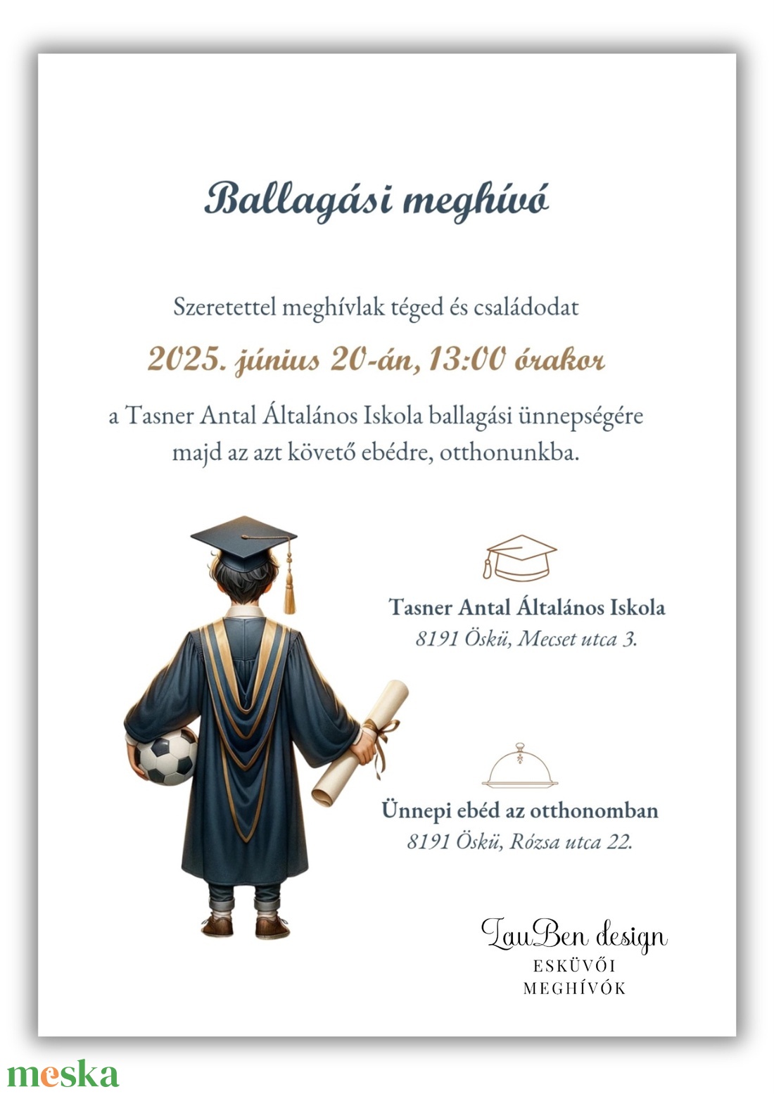Általános iskolai ballagási meghívó fiús - otthon & életmód - papír, írószer - ajándékozás kellékei - meghívó - Meska.hu