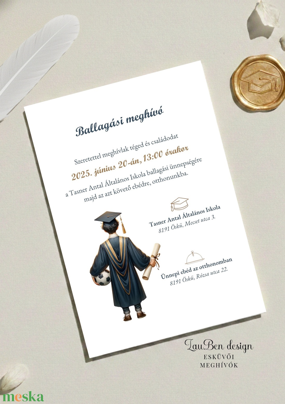 Általános iskolai ballagási meghívó fiús - otthon & életmód - papír, írószer - ajándékozás kellékei - meghívó - Meska.hu