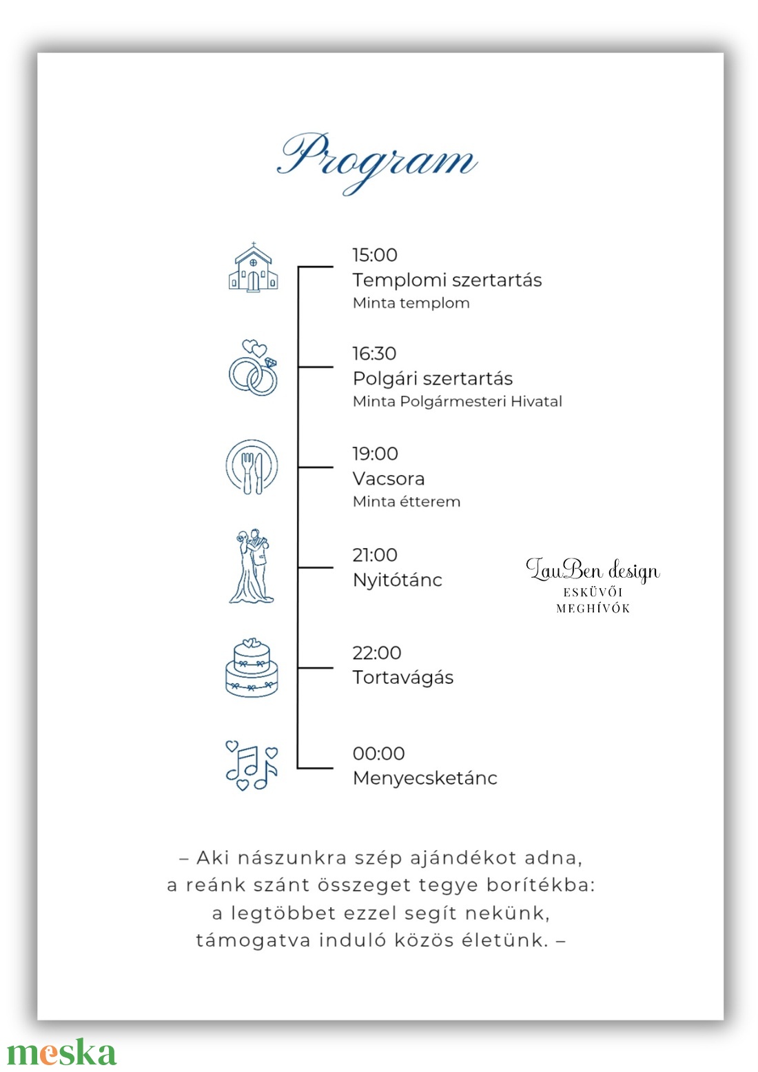 Klasszikus, letisztults esküvői meghívó � elegáns tipográfia, ikonos programtervvel, gyűrűs motívummal - esküvő - meghívó & kártya - meghívó - Meska.hu