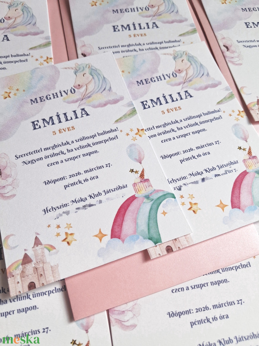 Szülinapi meghívó vattacukor színekkel - otthon & életmód - papír, írószer - ajándékozás kellékei - meghívó - Meska.hu