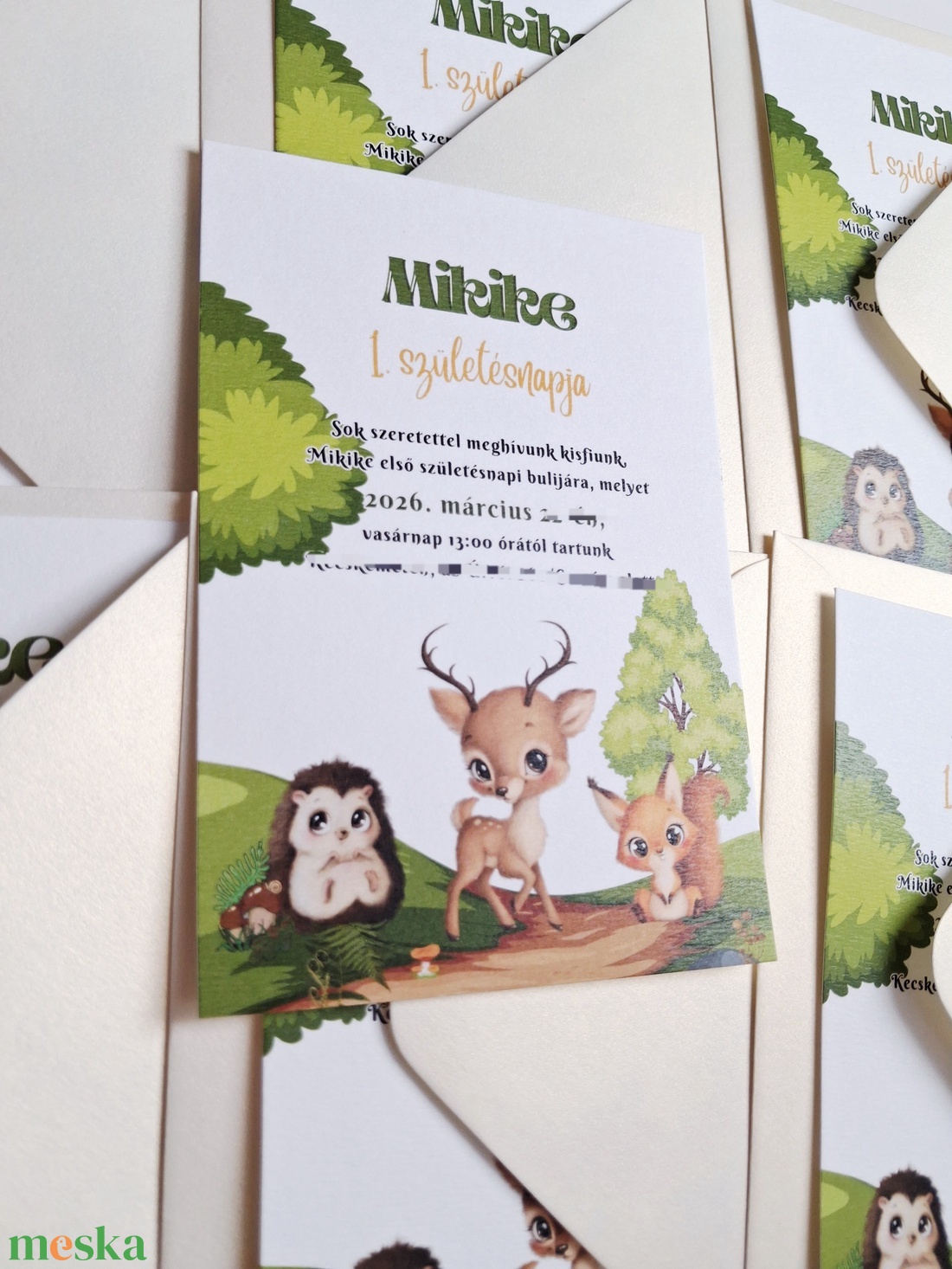 Szülinapi meghívó, erdei szépség - otthon & életmód - papír, írószer - ajándékozás kellékei - meghívó - Meska.hu