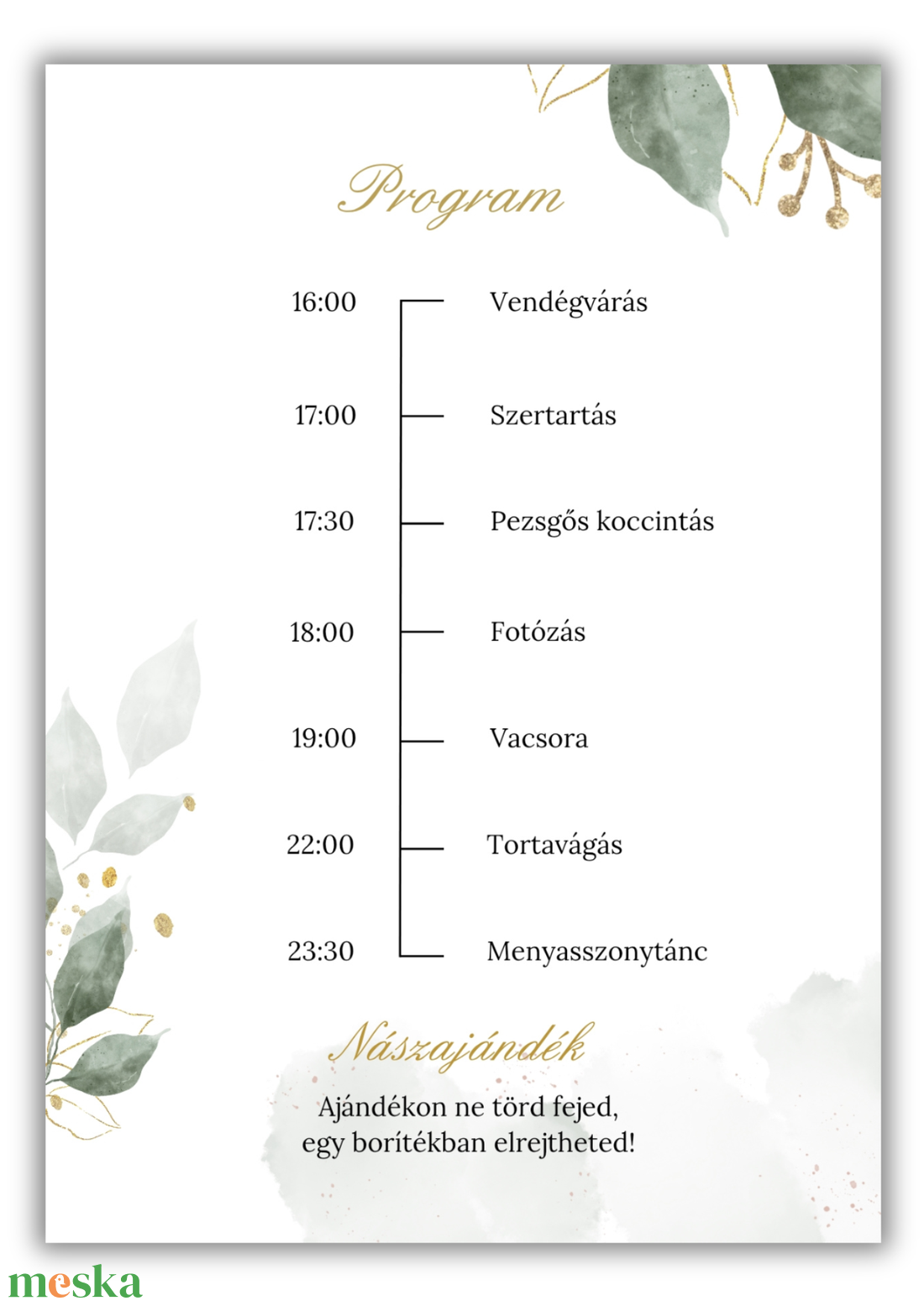 Zöld leveles, Greenery esküvői meghívó - esküvő - meghívó & kártya - meghívó - Meska.hu