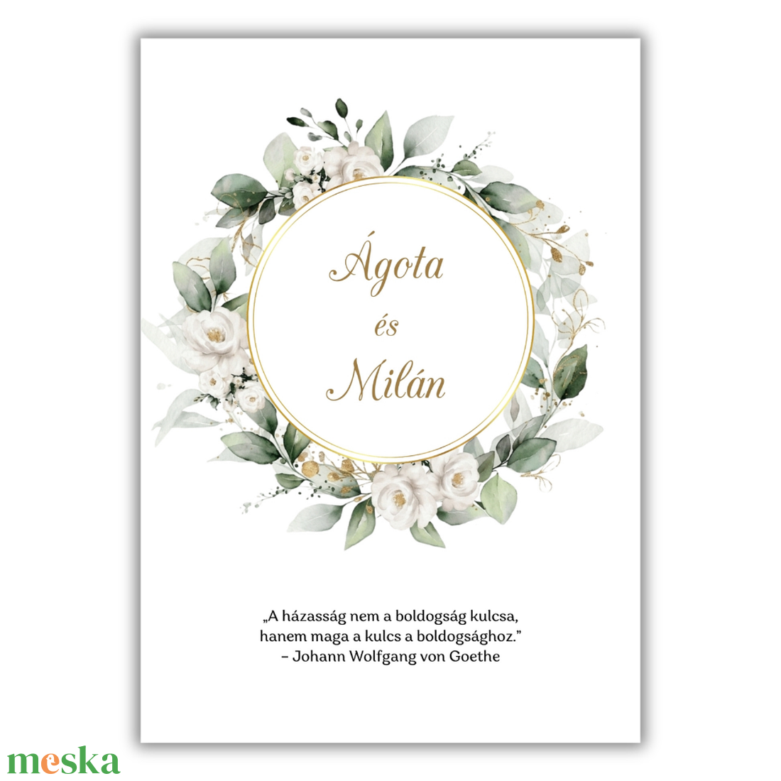 Fehér virágos, greenary esküvői meghívó - esküvő - meghívó & kártya - meghívó - Meska.hu