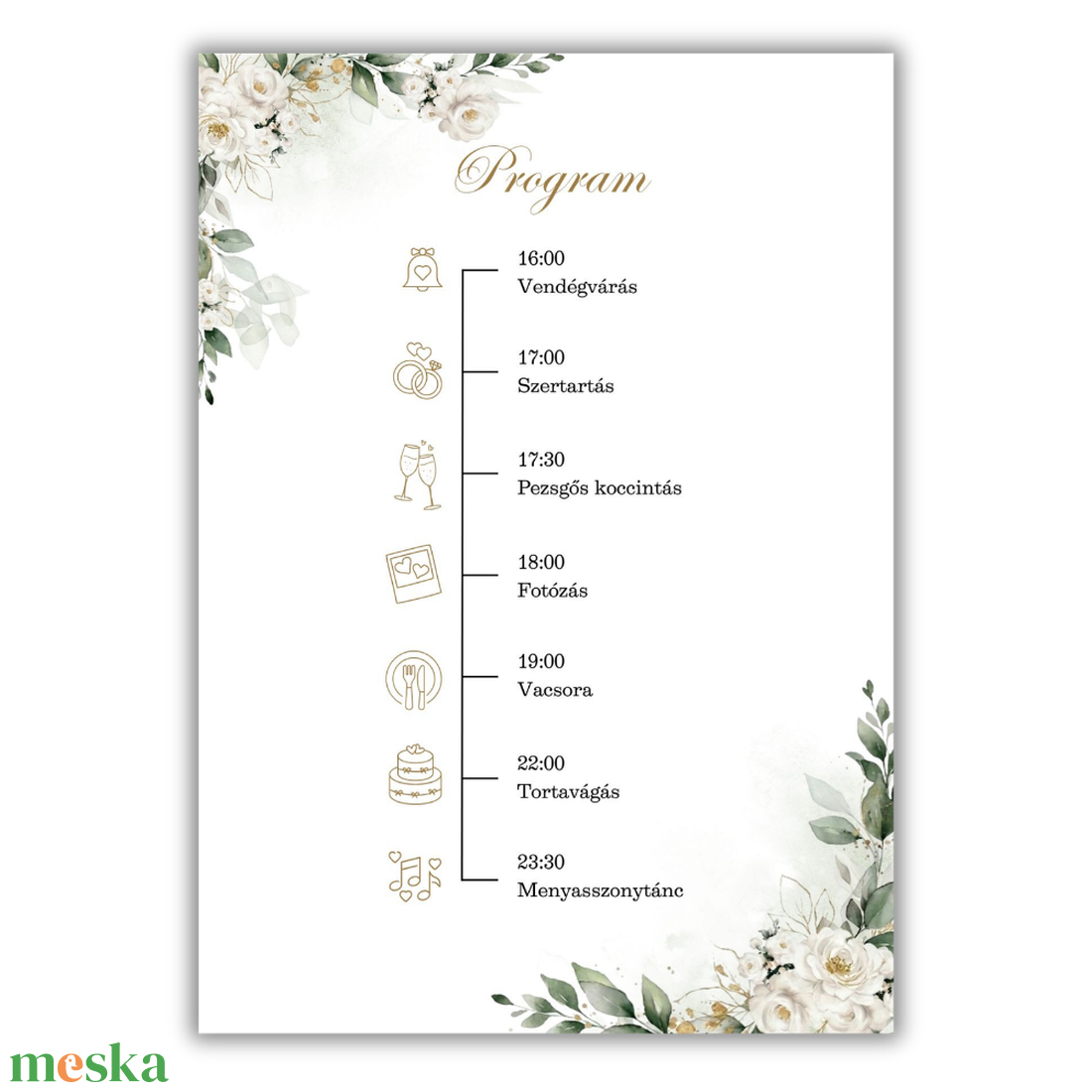 Greenary és fehér virágos esküvői meghívó - esküvő - meghívó & kártya - meghívó - Meska.hu