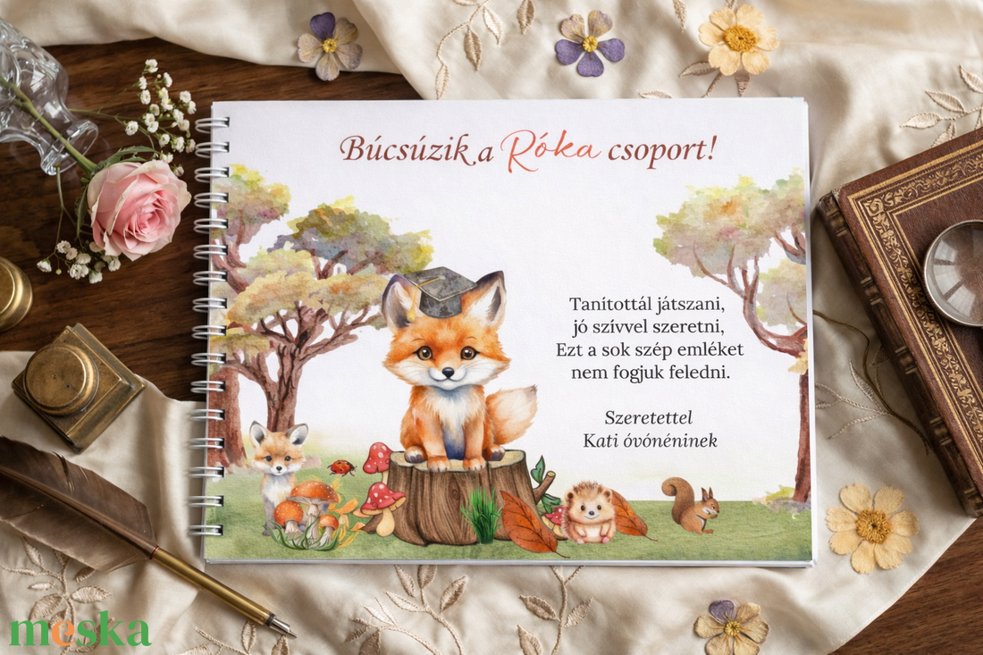 Rókás emlékkönyv, óvodai ballagási ajándék - játék & sport - ovis felszerelés - egyéb ovis kiegészítő - Meska.hu