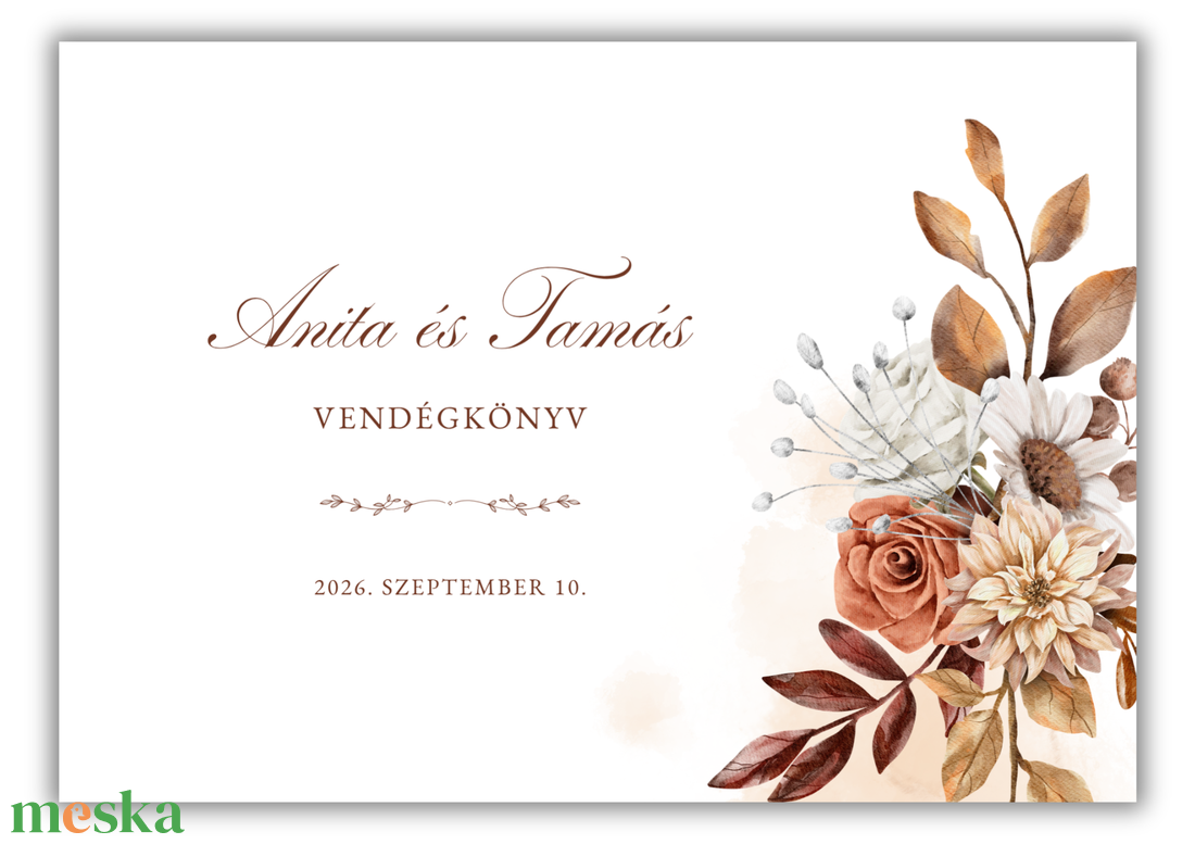 Őszi esküvői vendégkönyv � Őszi romantikus virágcsokor - esküvő - emlék & ajándék - vendégkönyv - Meska.hu