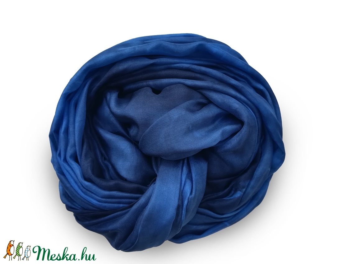 kék vihar  selyemsál STÓLA méretben - ruha & divat - sál, sapka, kendő - sál - Meska.hu